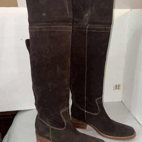 40.5/US9.5💕ITALY Buttero Over Knee Suede Leather English Riding Biker Boots - Picture 3 of 7